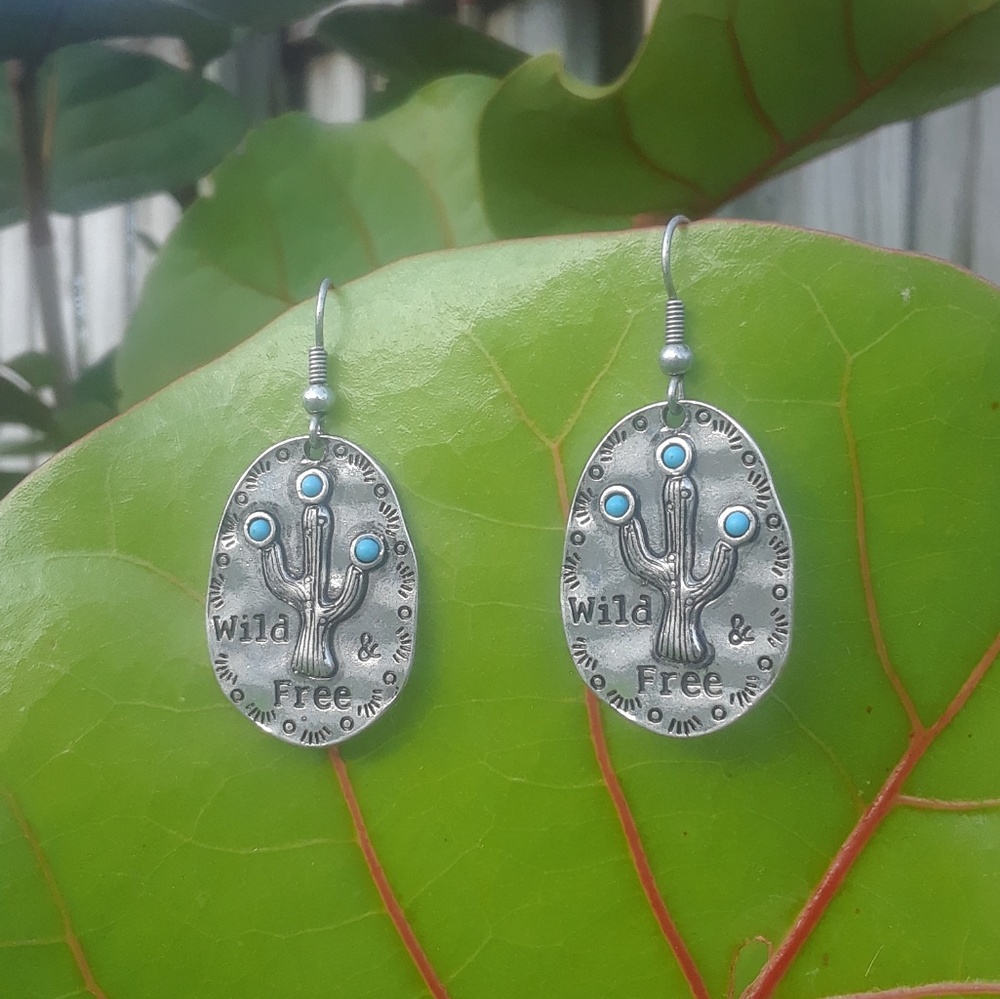 Hammered texture Cactus earrings
